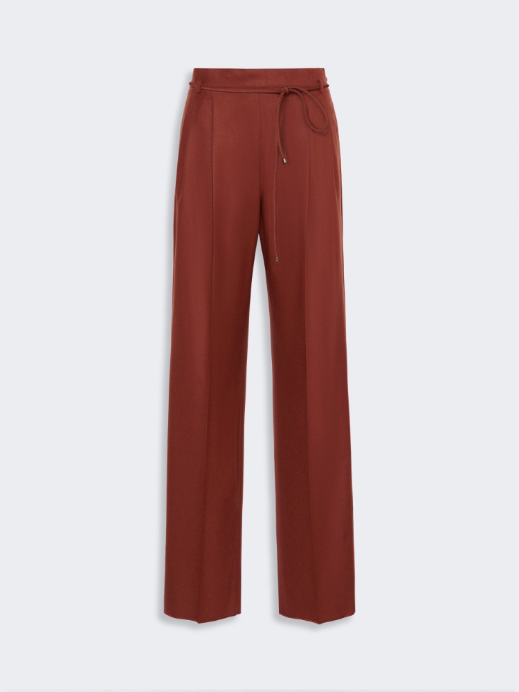 Slim cashmere foule trousers - BRICK RED