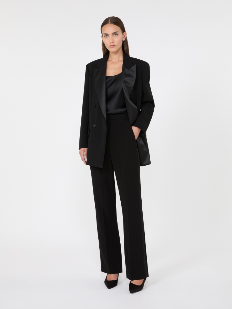 Tuxedo-style cady trousers - BLACK - Max Mara