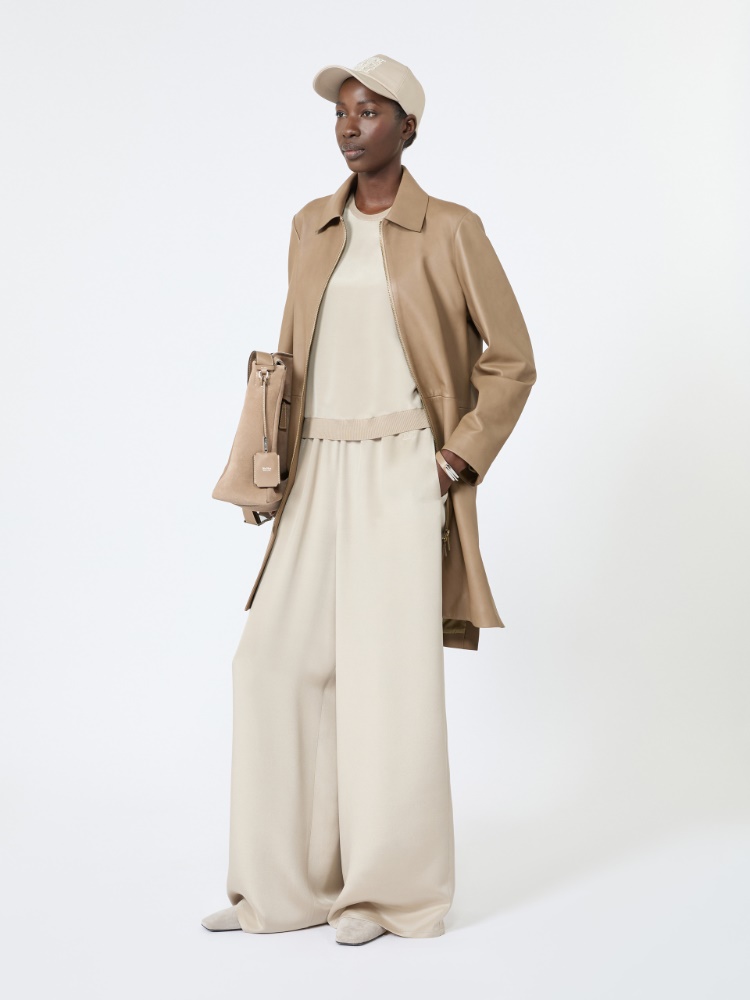 Relaxed-fit heavy silk trousers - STONE