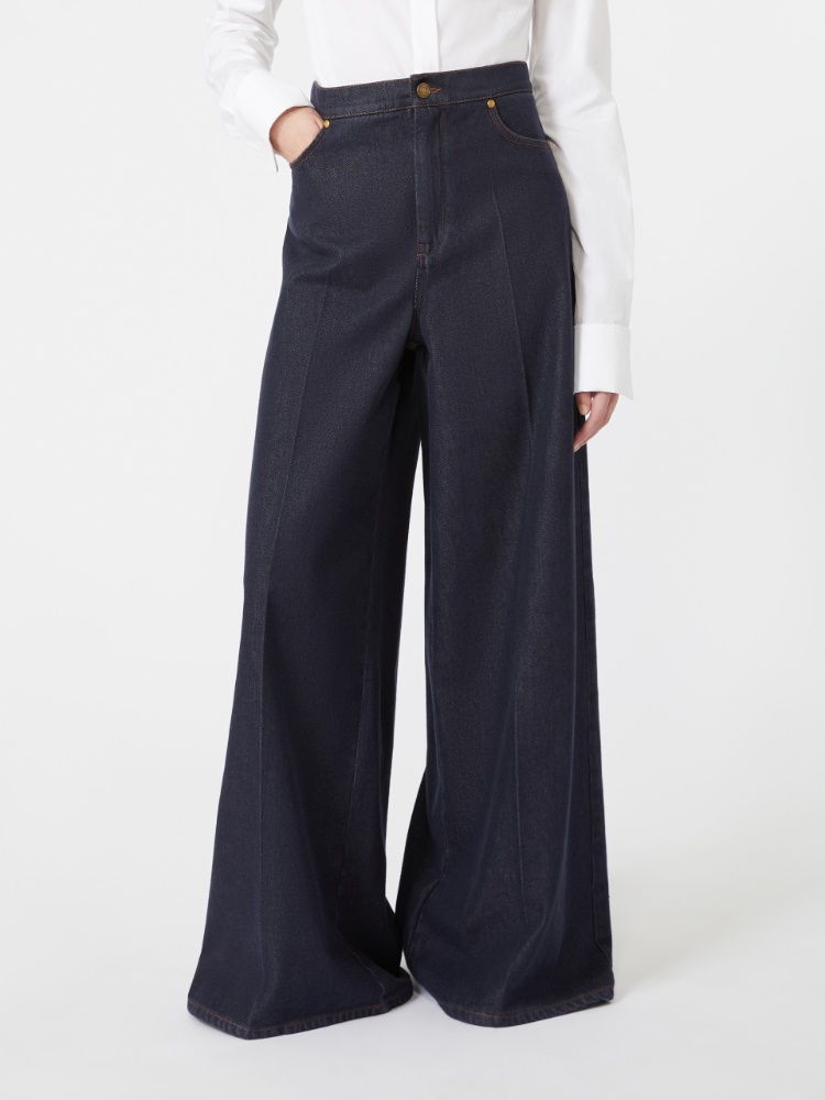 Denim-look cotton wide-leg trousers - MIDNIGHTBLUE - Max Mara - 2