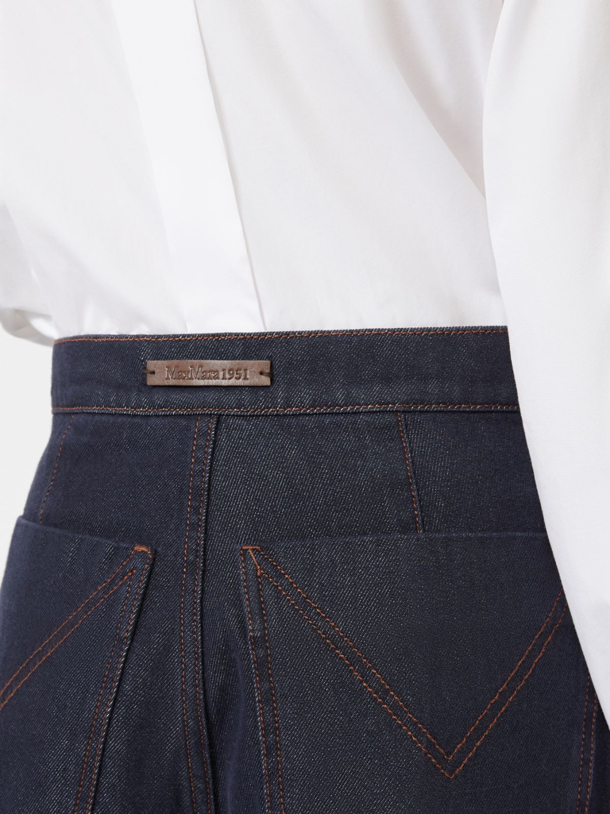Denim-look cotton wide-leg trousers - MIDNIGHTBLUE - Max Mara - 4