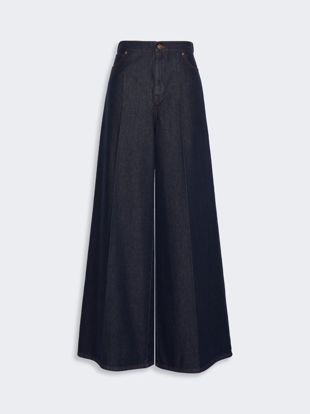 Denim-look cotton wide-leg trousers - MIDNIGHTBLUE - Max Mara - 5