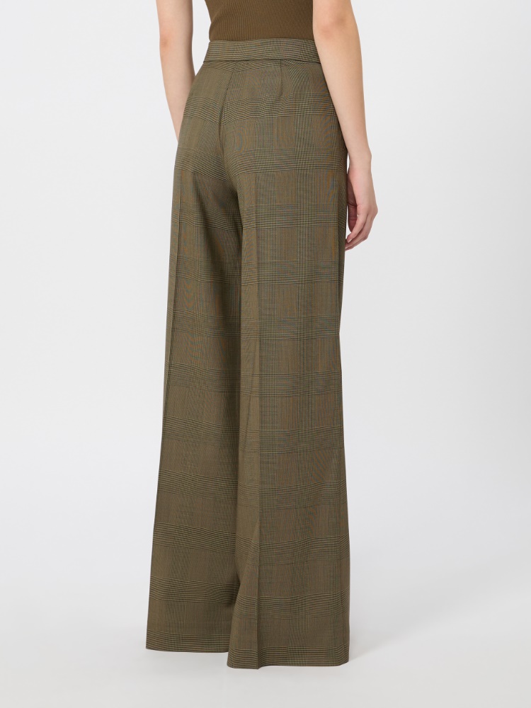 Glen plaid wool trousers - KAKI - 3