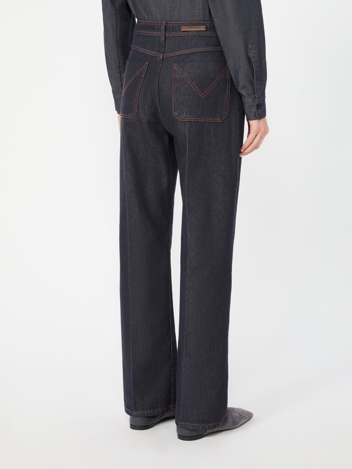 Denim-look cotton barrel-leg trousers - NACHTBLAU - Max Mara - 3