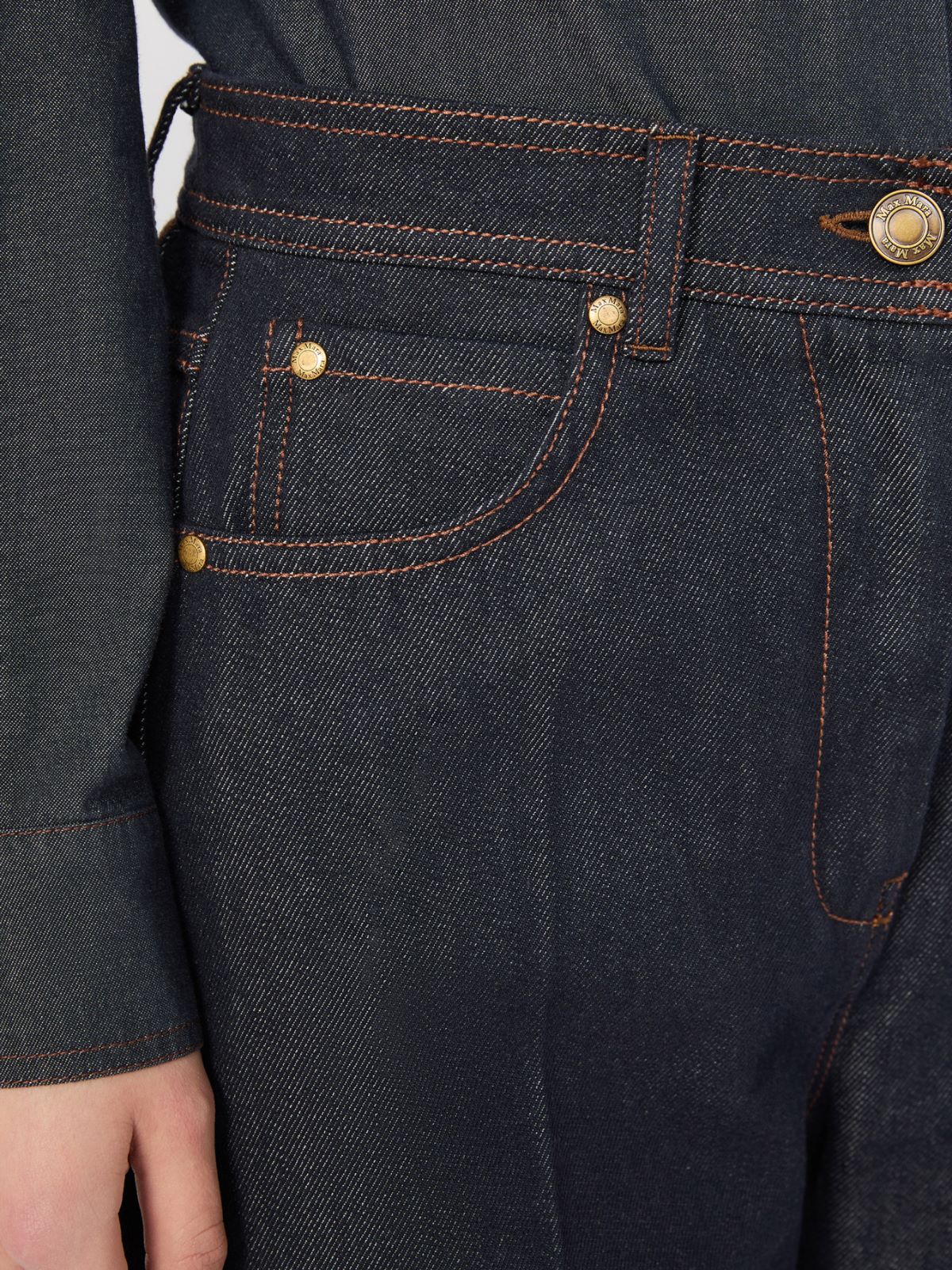 Denim-look cotton barrel-leg trousers - NACHTBLAU - Max Mara - 4