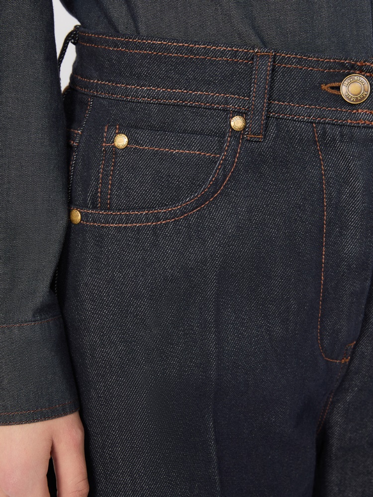 Denim-look cotton barrel-leg trousers - NACHTBLAU - Max Mara - 4