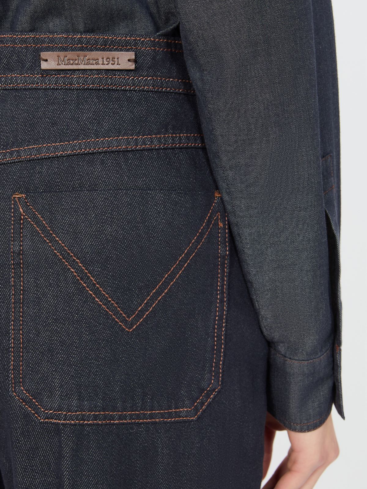 Denim-look cotton barrel-leg trousers - NACHTBLAU - Max Mara - 5