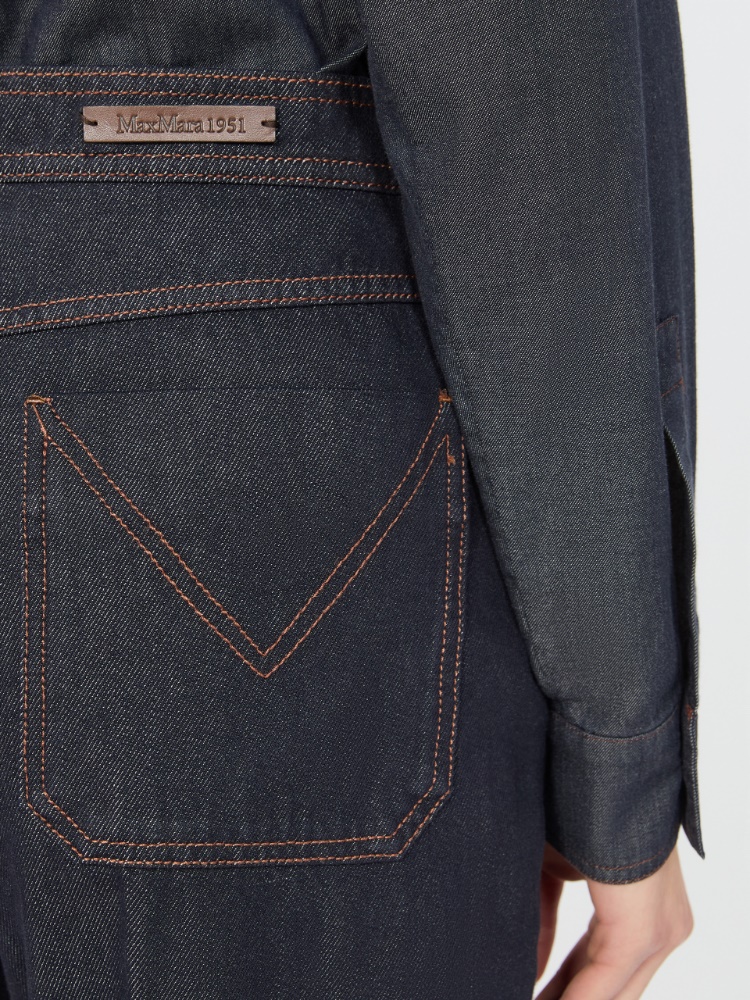 Denim-look cotton barrel-leg trousers - NACHTBLAU - Max Mara - 5