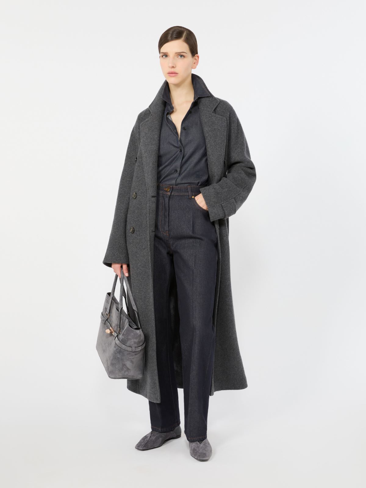 Denim-look cotton barrel-leg trousers - NACHTBLAU - Max Mara