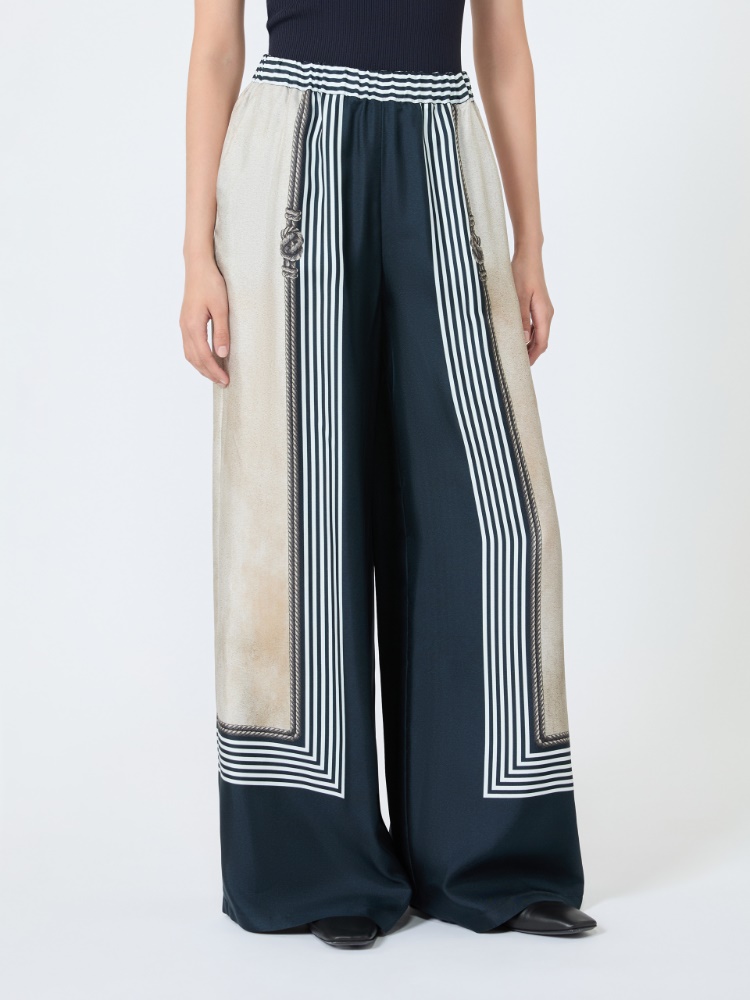 Wide-fit printed silk trousers - ULTRAMARINE - 2