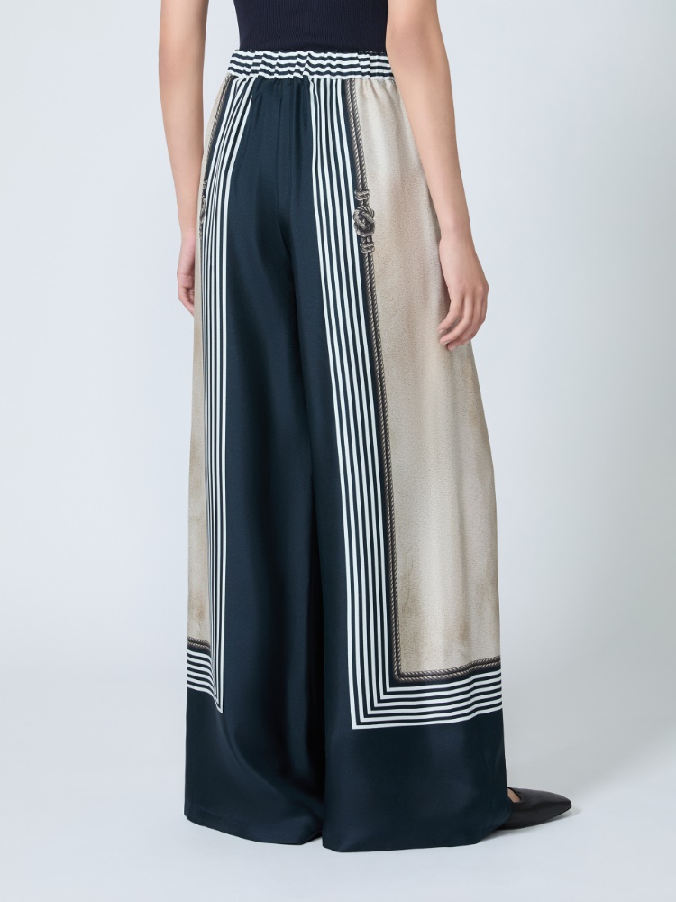 Wide-fit printed silk trousers - ULTRAMARINE - 3