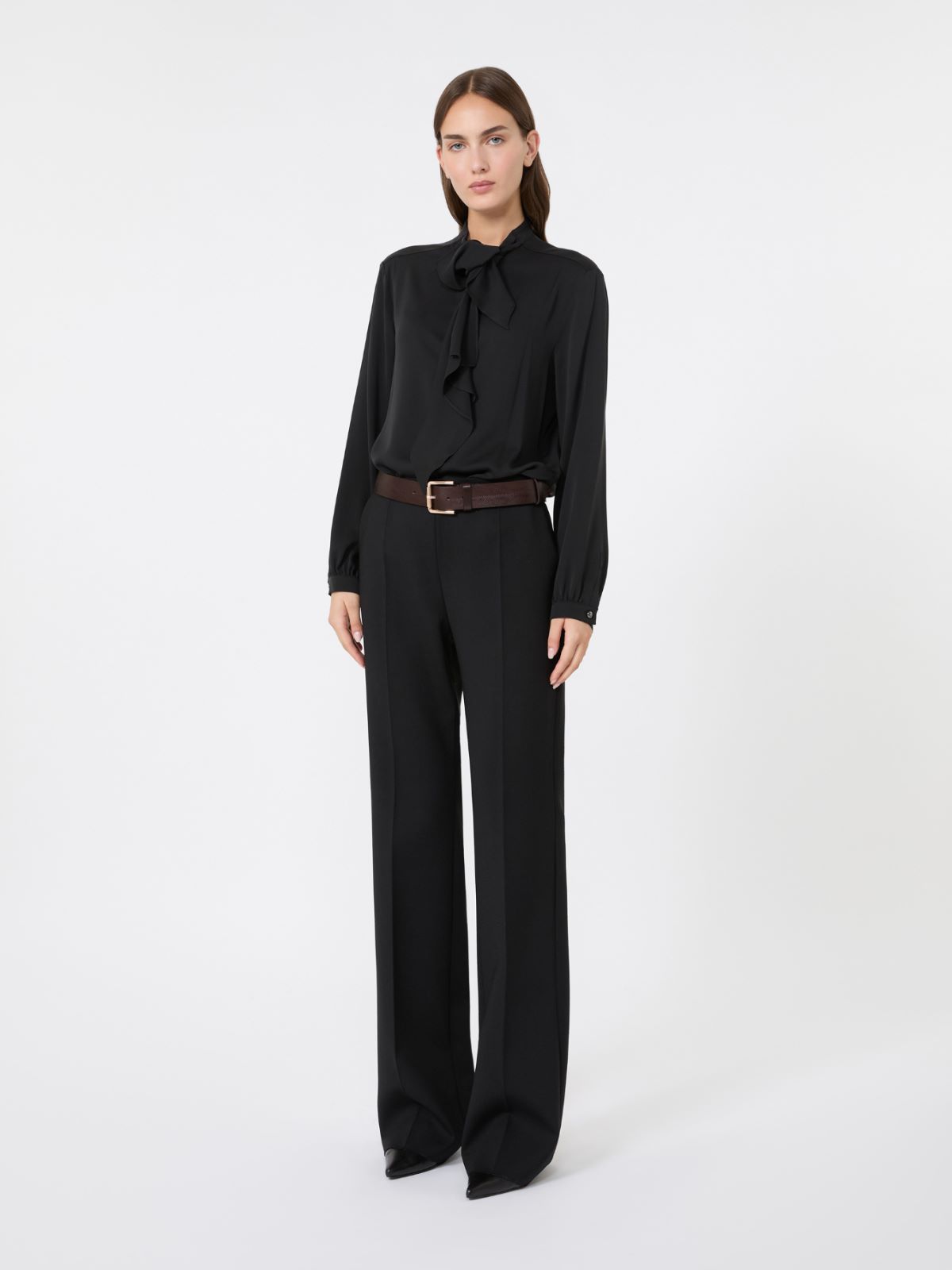 Slim-fit wool cloth trousers - SCHWARZ
