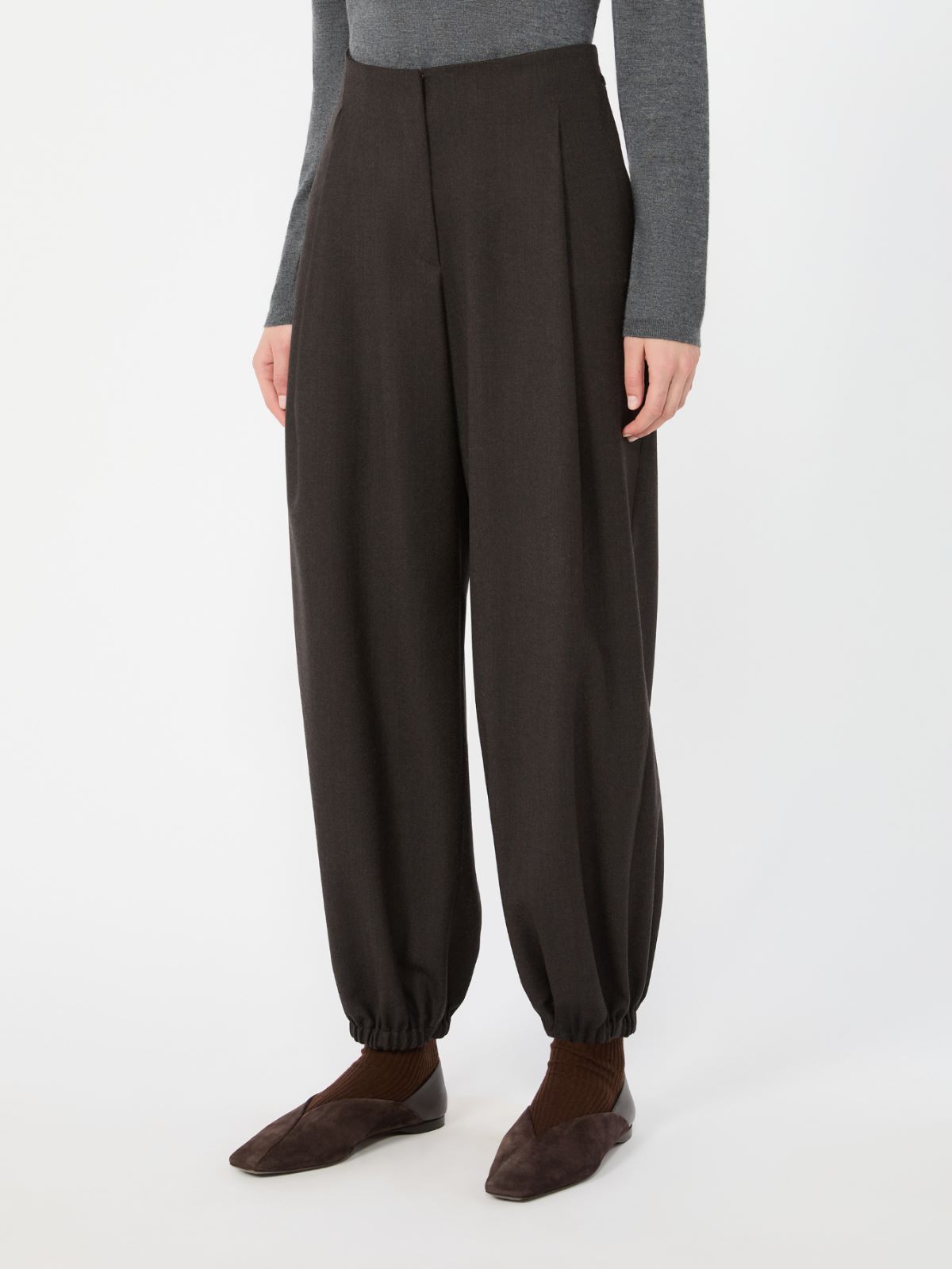 Wool flannel trousers - DARK BROWN - Max Mara - 2