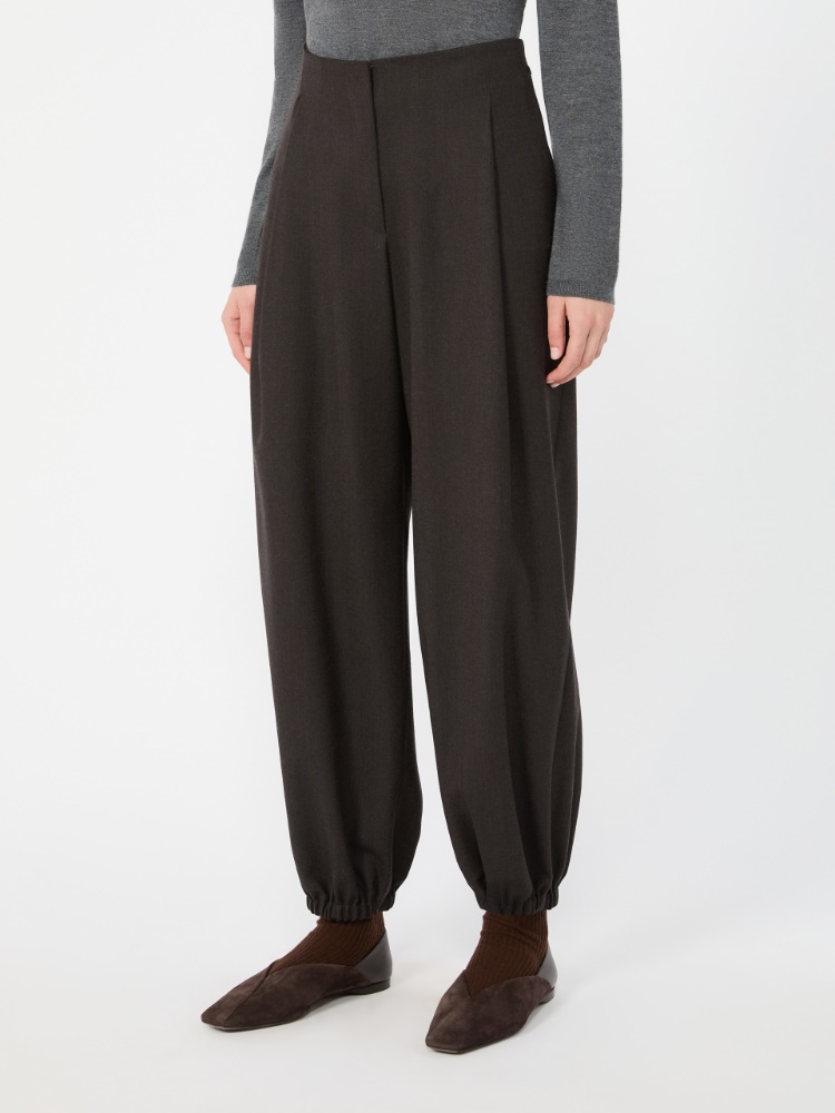 Wool flannel trousers - DARK BROWN - Max Mara - 2