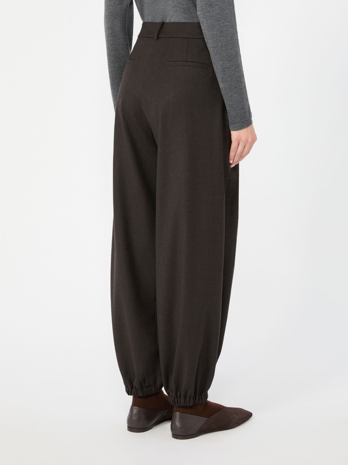 Wool flannel trousers - DARK BROWN - Max Mara - 3