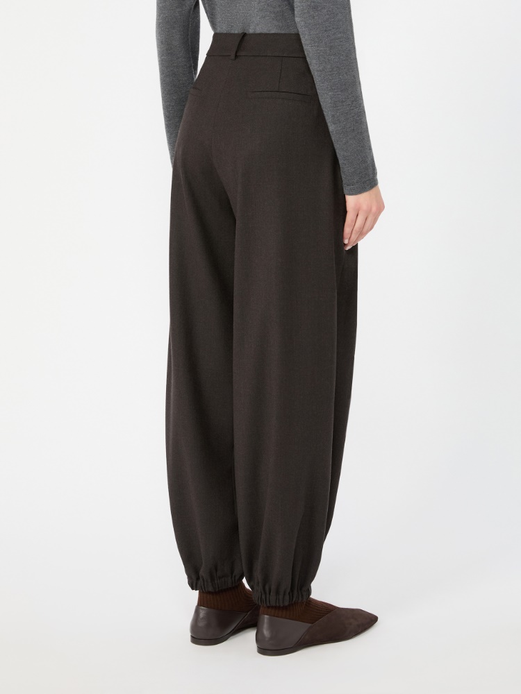 Wool flannel trousers - DARK BROWN - Max Mara - 3
