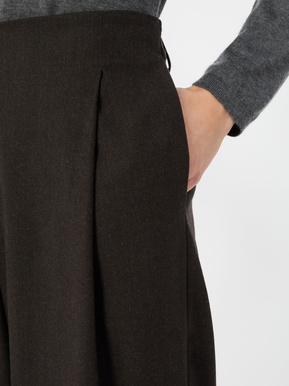 Wool flannel trousers - DARK BROWN - Max Mara - 4
