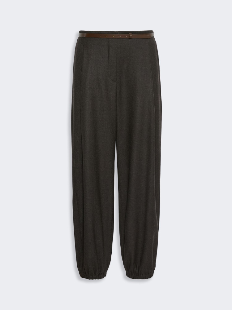 Wool flannel trousers - DARK BROWN