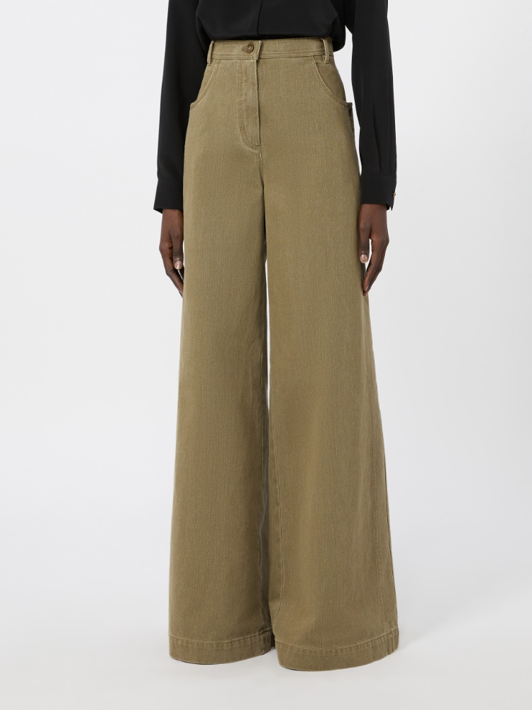 Coated cotton bull denim trousers - KAKI - 2