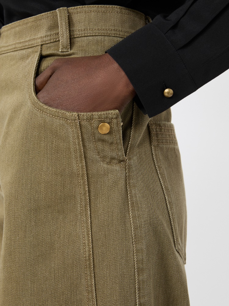 Coated cotton bull denim trousers - KAKI - 4