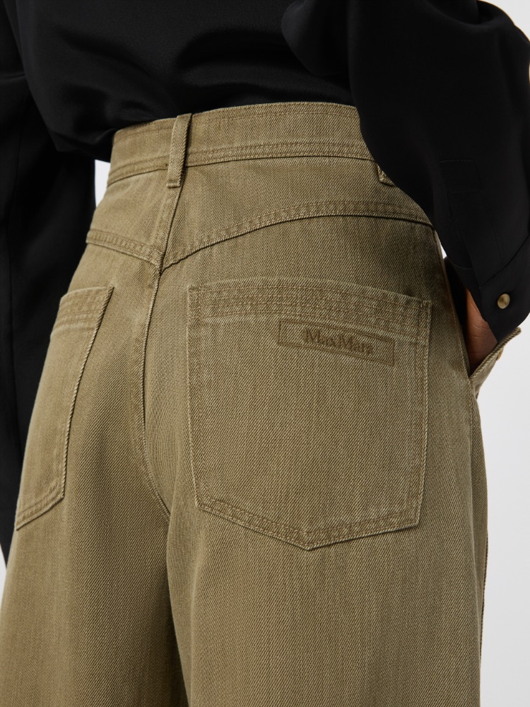 Coated cotton bull denim trousers - KAKI - 5