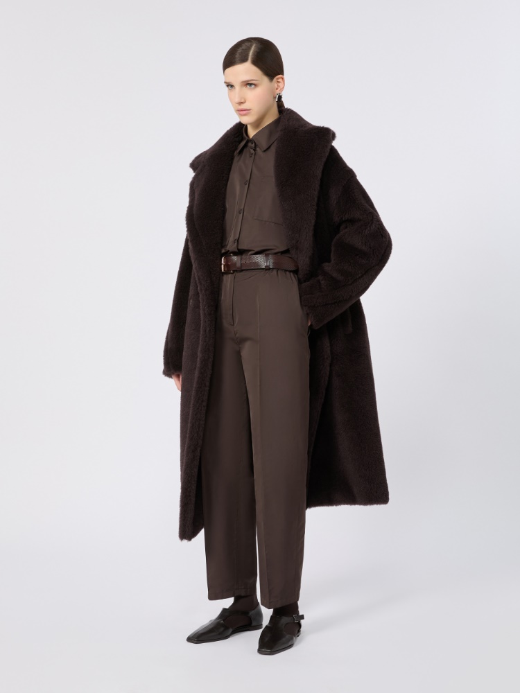 Silk-blend radzimir trousers - DARK BROWN