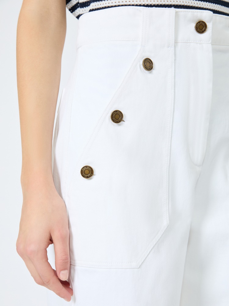 Cotton bull denim wide-leg trousers - WHITE - 4