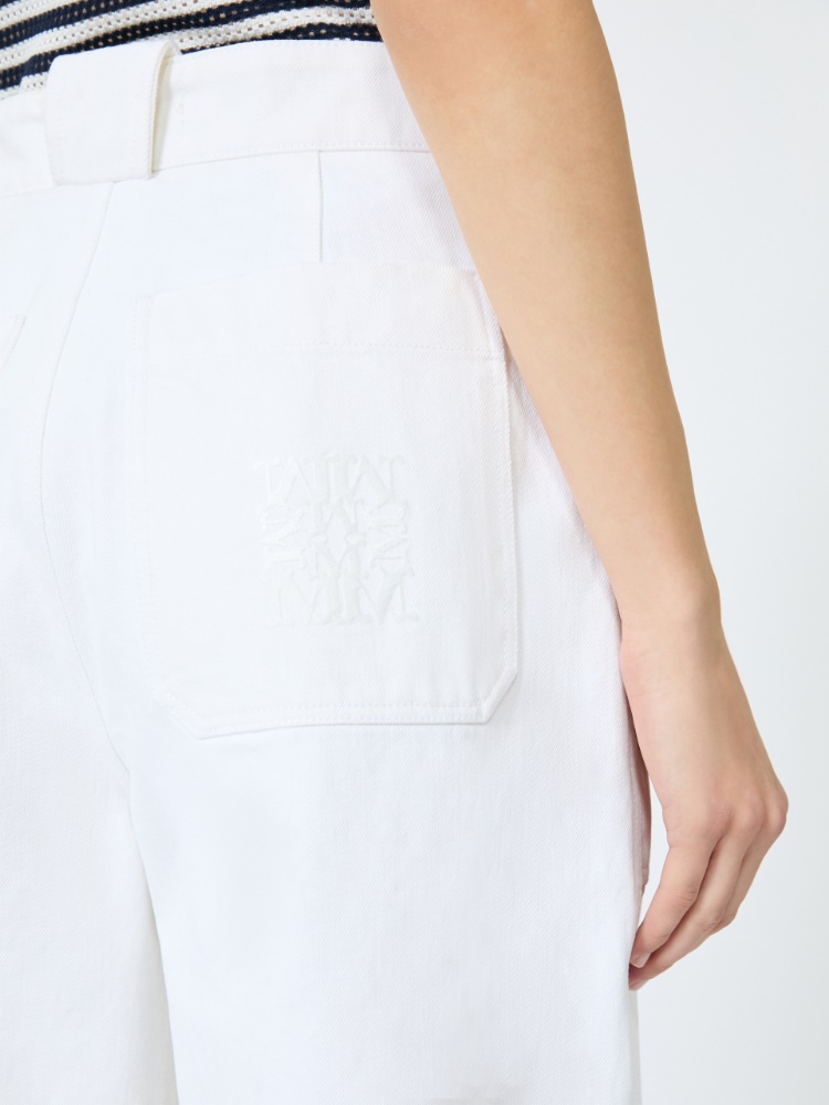 Cotton bull denim wide-leg trousers - WHITE - 5