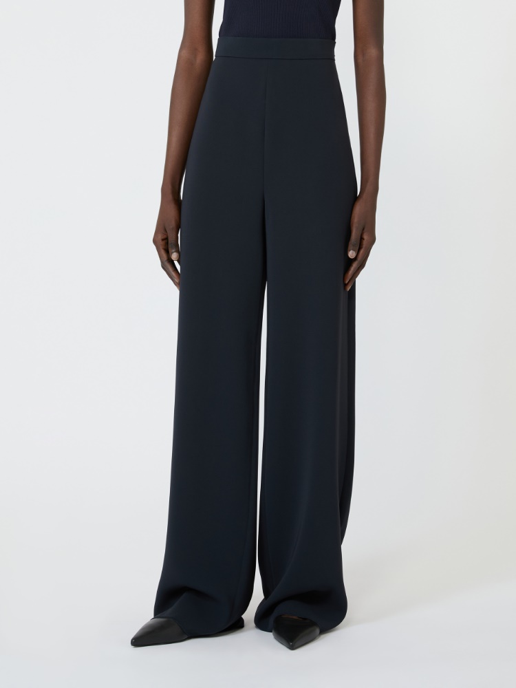 Spodnie wide leg z tkaniny cady - CIEMNOGRANATOWY - 2