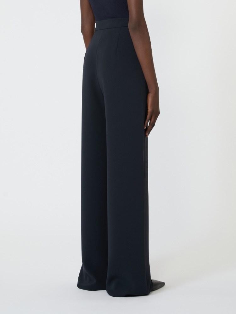 Spodnie wide leg z tkaniny cady - CIEMNOGRANATOWY - 3