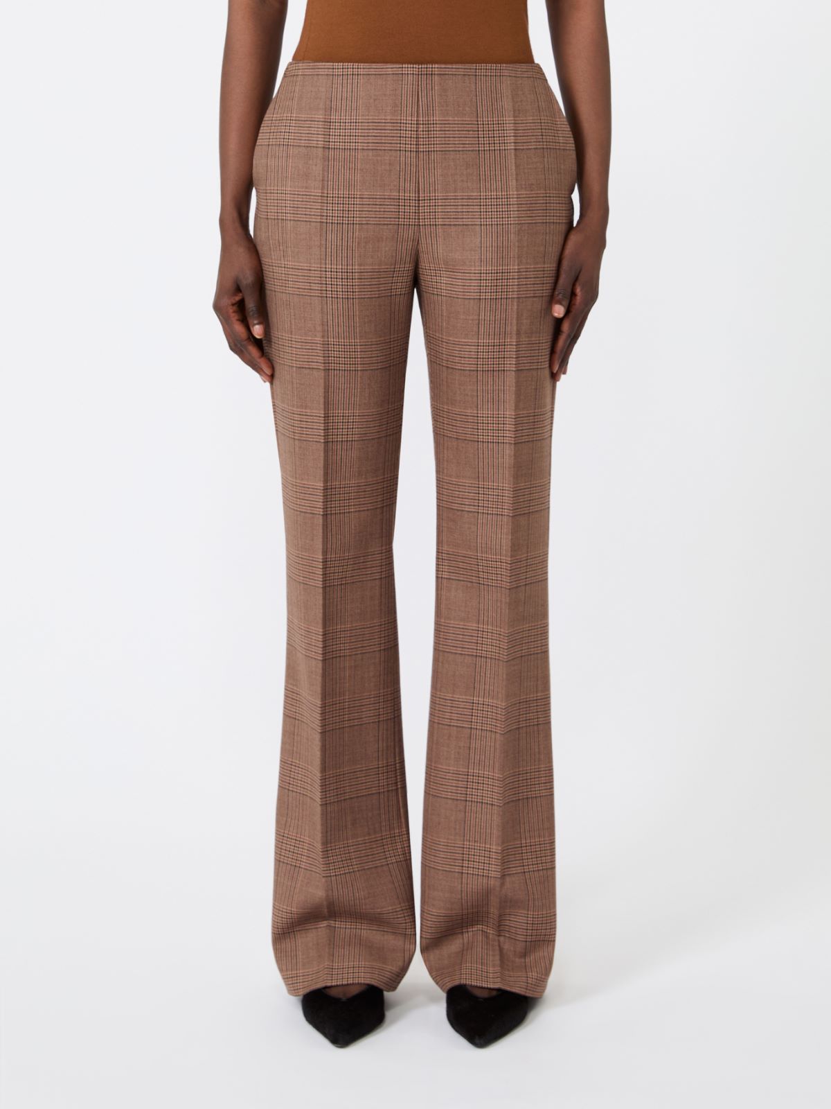 Slim patterned wool grisaille trousers - CAMEL - Max Mara - 2