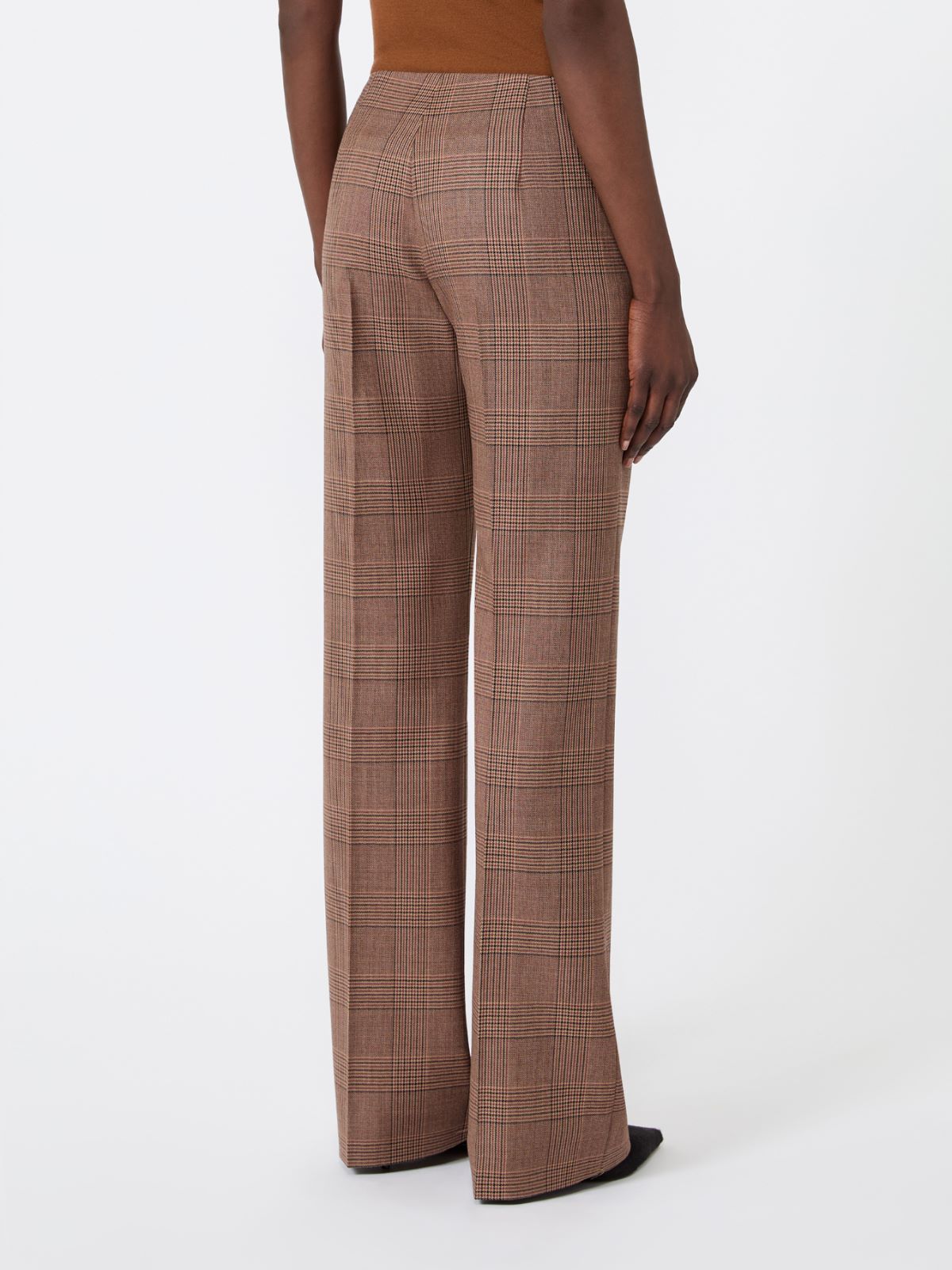 Slim patterned wool grisaille trousers - CAMEL - Max Mara - 3