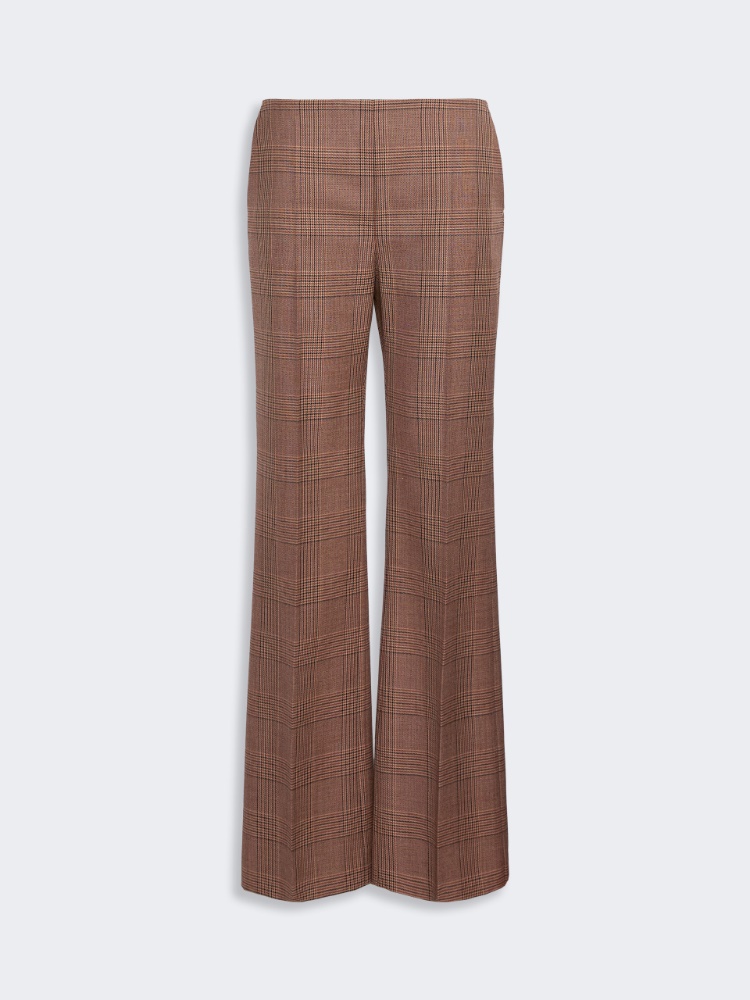 Slim patterned wool grisaille trousers - CAMEL