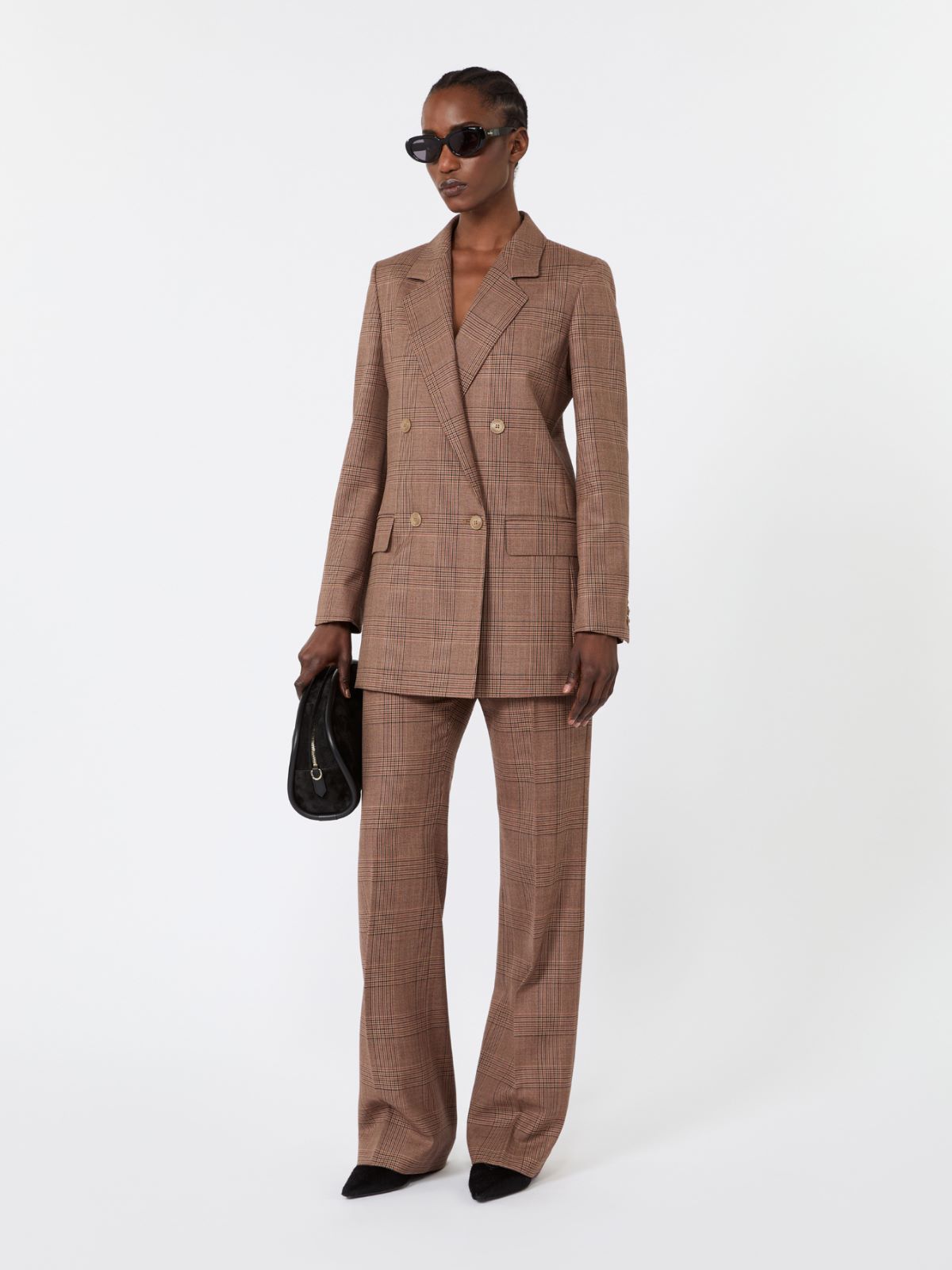 Slim patterned wool grisaille trousers - CAMEL - Max Mara
