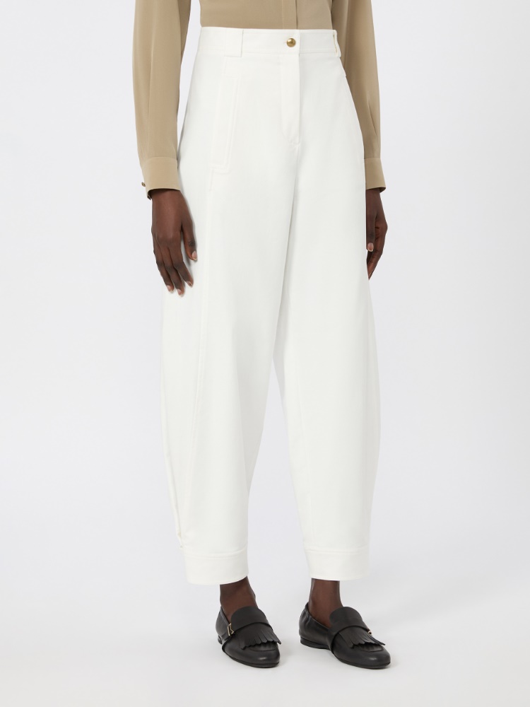 Stretch cotton canvas trousers - WHITE - 2