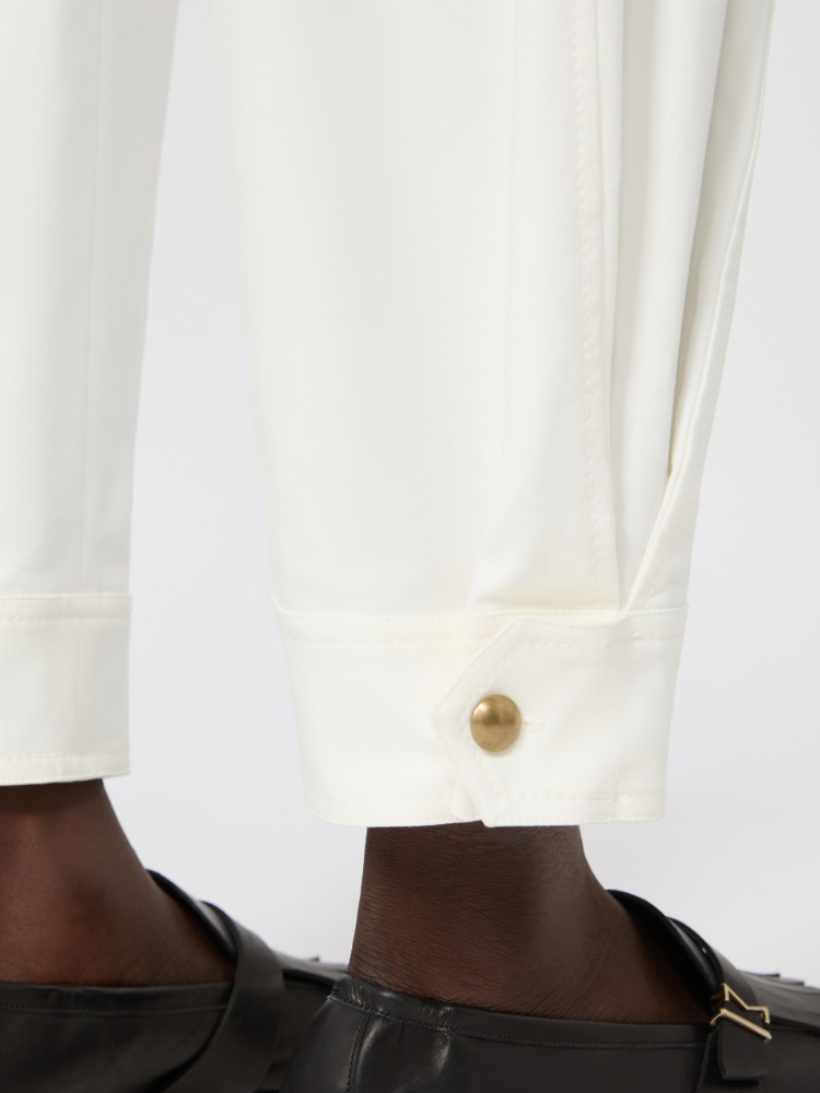 Stretch cotton canvas trousers - WHITE - 4