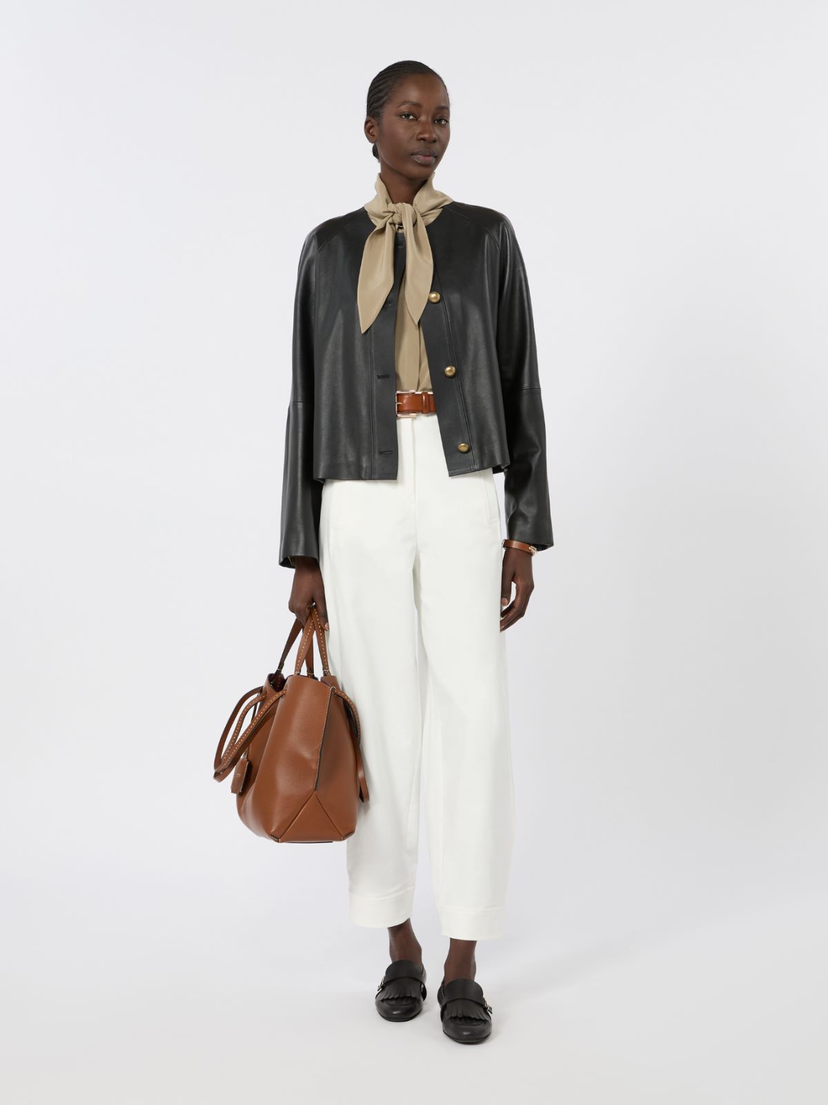 Pantalone in tela di cotone stretch + BIANCO - Max Mara