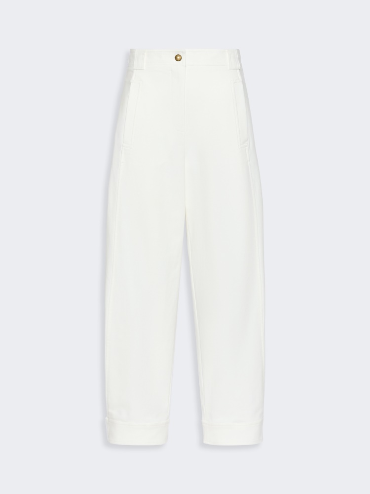 Stretch cotton canvas trousers - WHITE