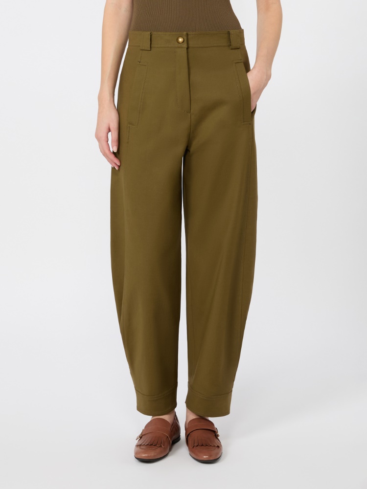 Stretch cotton canvas trousers - KAKI - 2