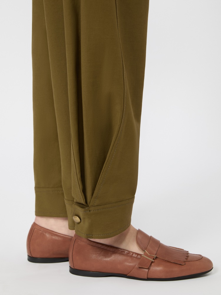 Stretch cotton canvas trousers - KAKI - 4