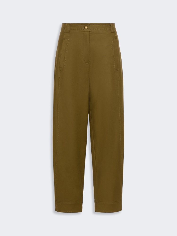 Stretch cotton canvas trousers - KAKI - 5