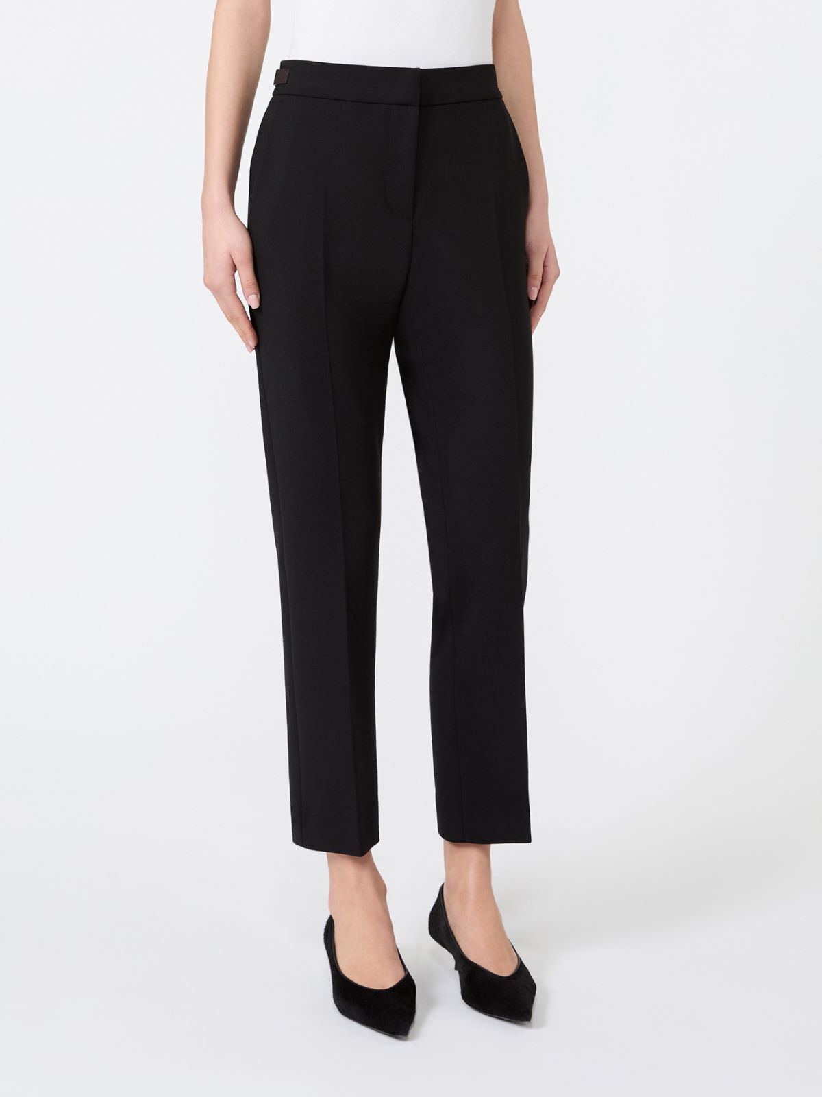 Slim double woollen cloth trousers - SCHWARZ - Max Mara - 2