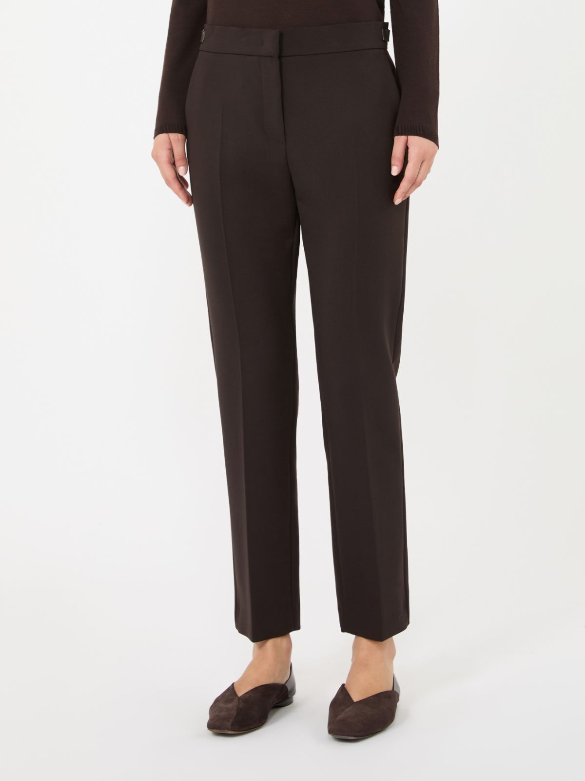 Slim double woollen cloth trousers - DARK BROWN - Max Mara - 2