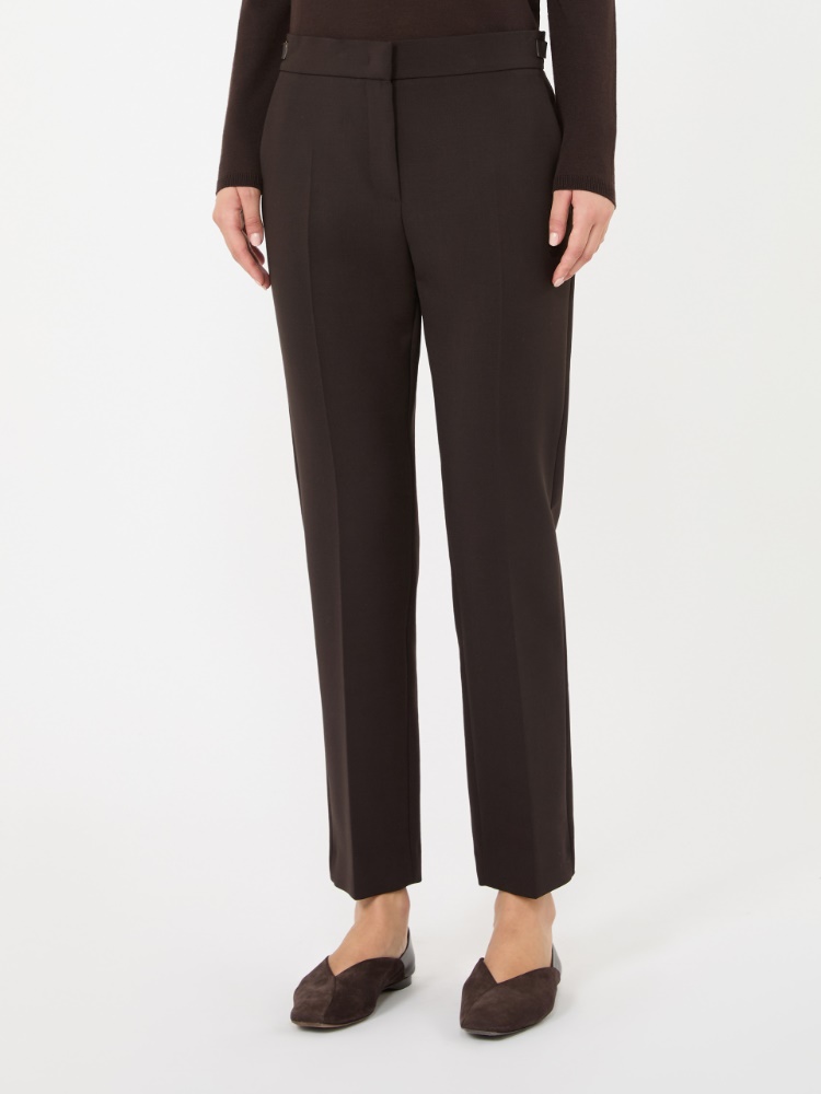Slim double woollen cloth trousers - DARK BROWN - Max Mara - 2