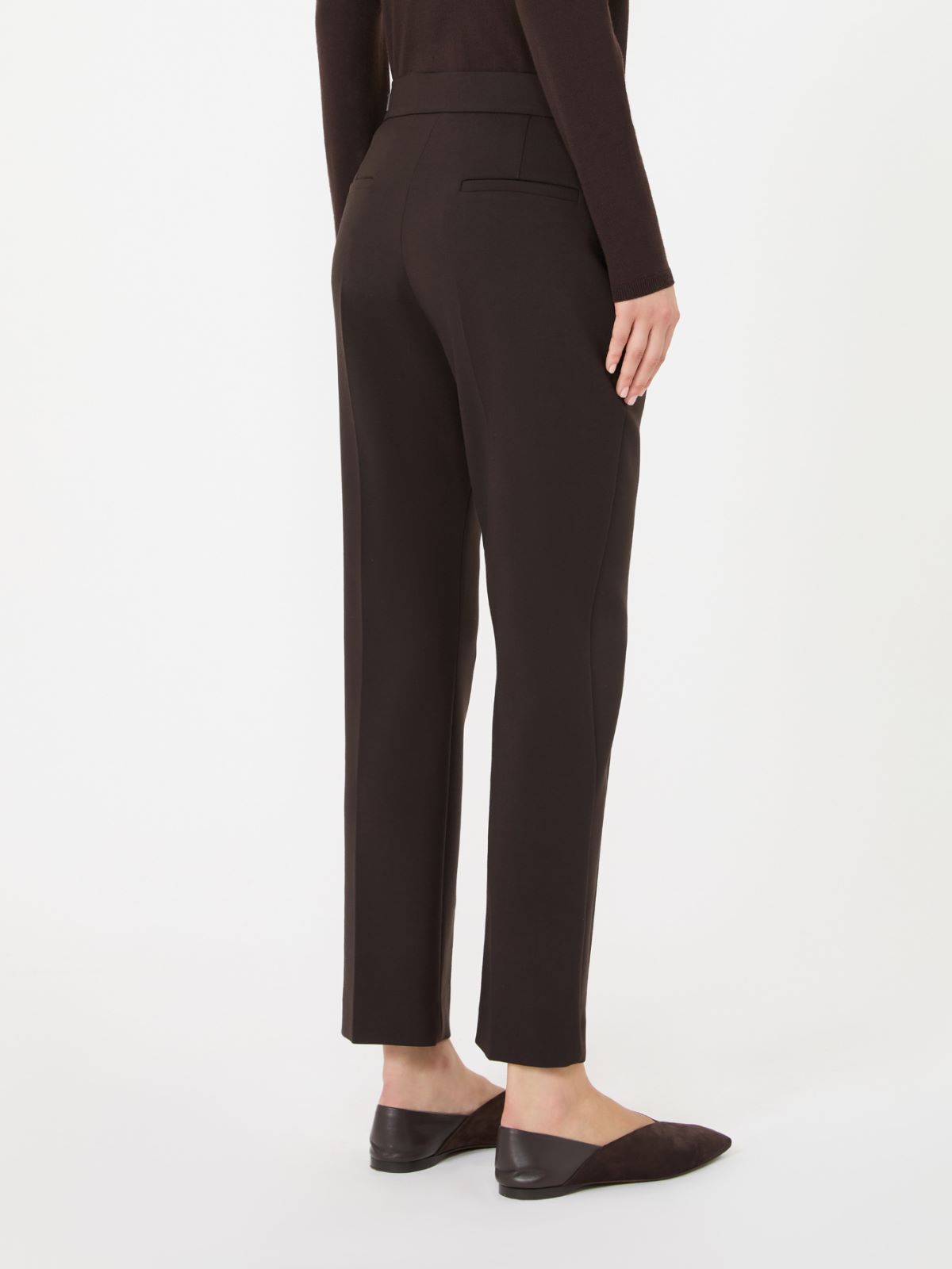 Slim double woollen cloth trousers - DARK BROWN - Max Mara - 3