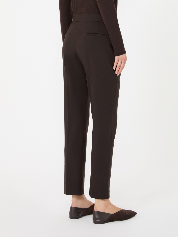 Slim double woollen cloth trousers - DARK BROWN - Max Mara - 3