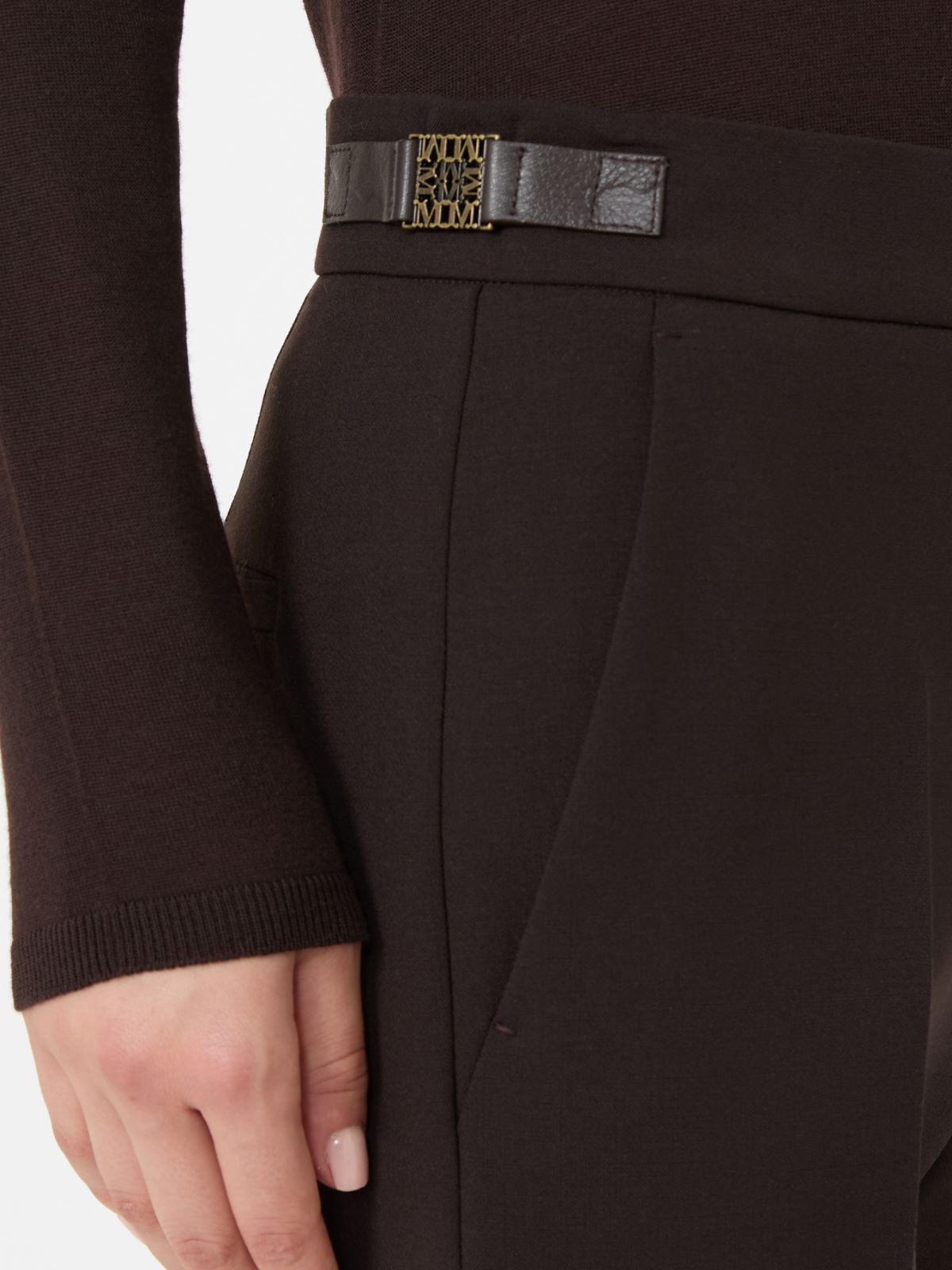 Slim double woollen cloth trousers - DARK BROWN - Max Mara - 4