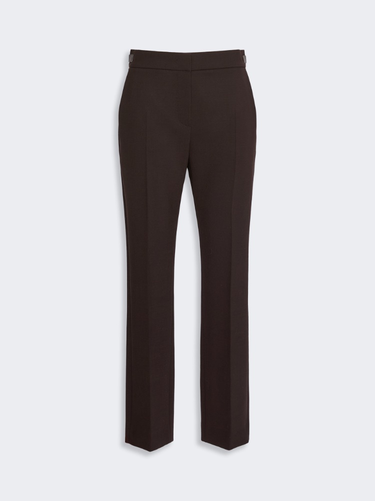 Slim double woollen cloth trousers - DARK BROWN
