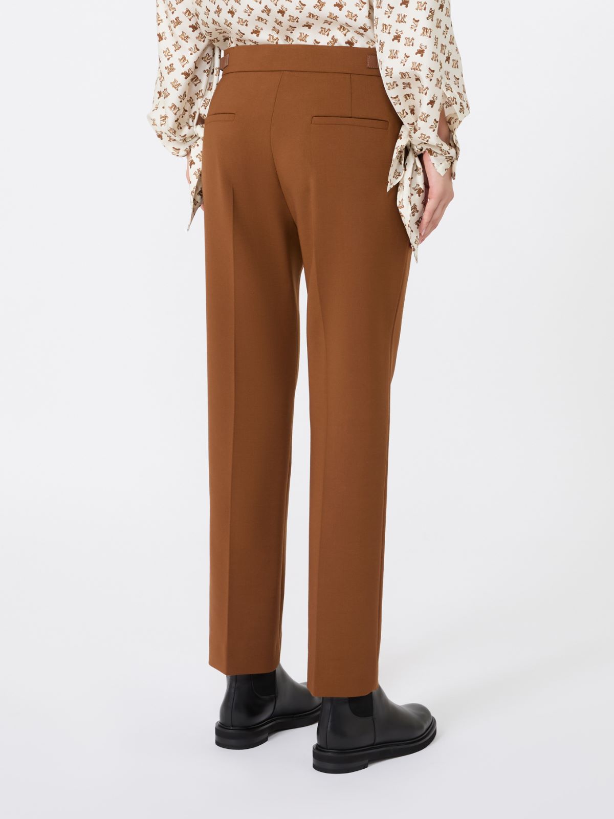 Slim double woollen cloth trousers - TOBACCO - Max Mara - 3