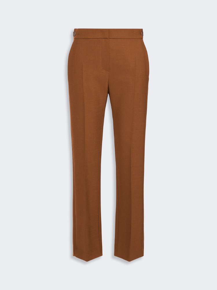 Slim double woollen cloth trousers - TOBACCO